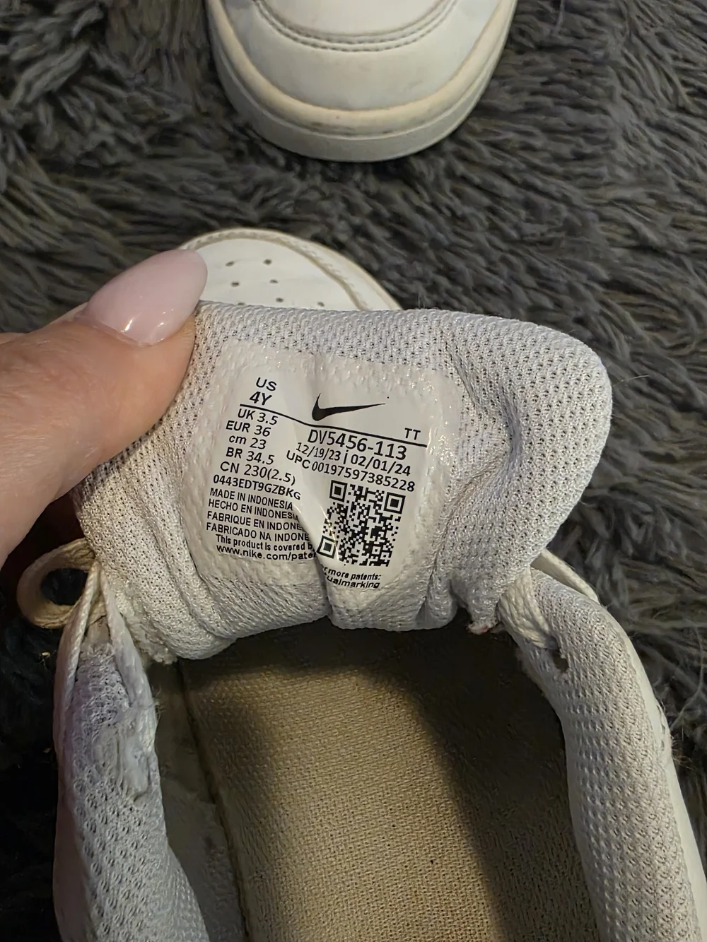 Nike Court Kids' White Sneakers with Pink Swoosh Size 4Y
